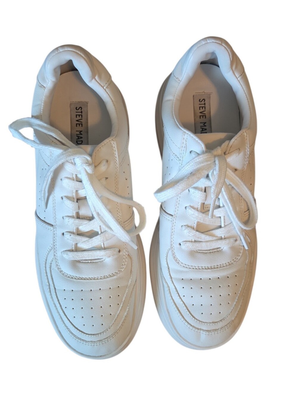 Steve Madden Perrin Women's White Platform Lace-Up Sneakers Size 9 - Picture 3 of 7
